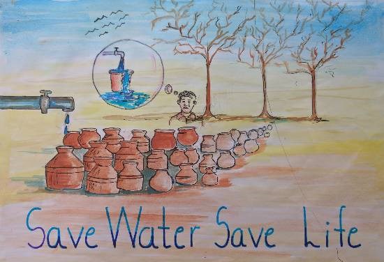 Save water, painting by Arshad Atique Sarang