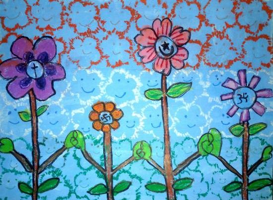Flowers, painting by Asmi Chirag Shah