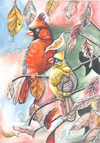 Birds, painting by Bhavika Amit Dugar
