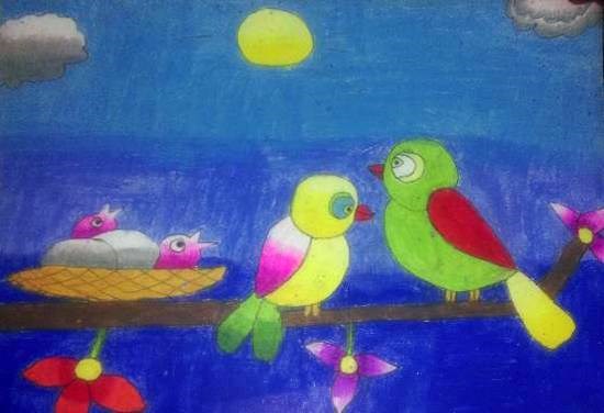Birds, painting by Darsh Anubhav Agarwal