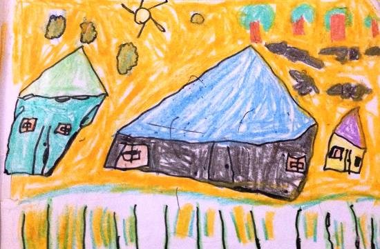 Houses, painting by Dhanishta Devendra Suryavanshi