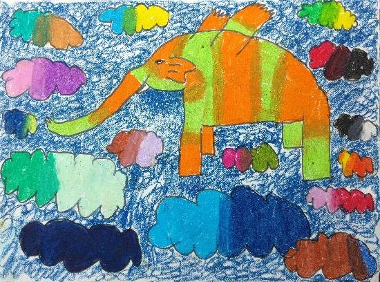 Colorful Elephant, painting by Purvi Ajay Sharma