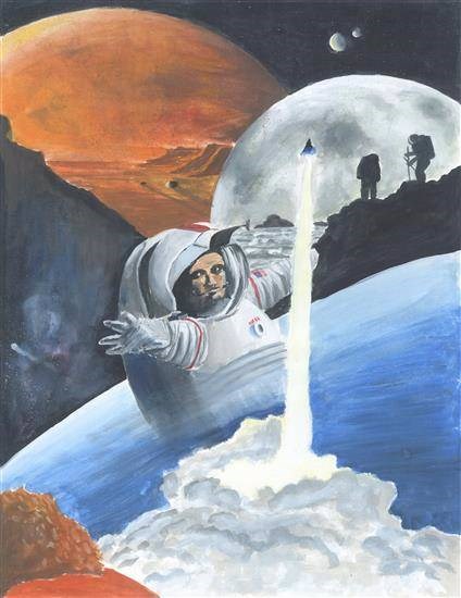 Astronaut, painting by Gaurav Gajanan Nimaje