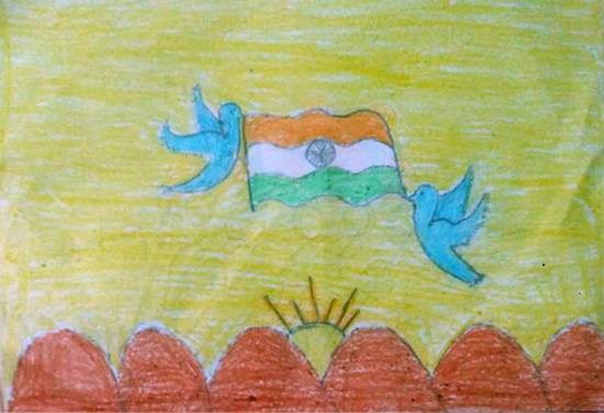 India flag, painting by Amulya Alatagi