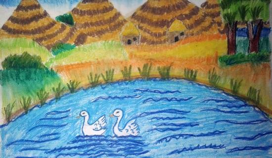 Swans, painting by Ashutosh Jangam