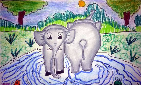 Painting  by Jasika Mandar Sawant - Elephant