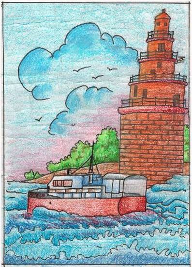 Lighthouse, painting by Chinmayee Nilesh Sardesai