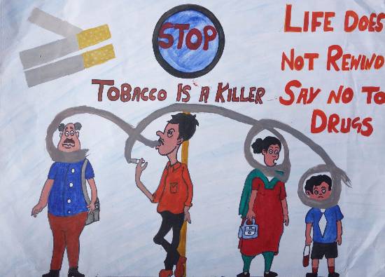 Painting  by Harpreet Kaur - Tobacco kills