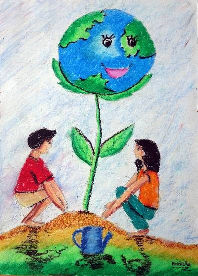 Save trees, painting by Hridisha Chakrabarti