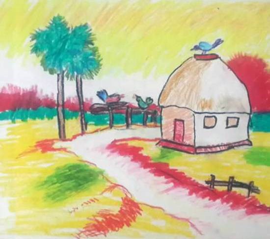House, painting by Jyotirmoy Dutta