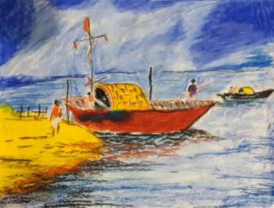 Boats, painting by Jyotirmoy Dutta