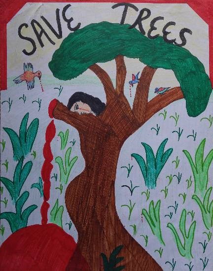 Save Trees, painting by Manjot Kaur