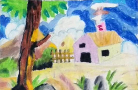 Landscape, painting by Mansvi Bhagwat