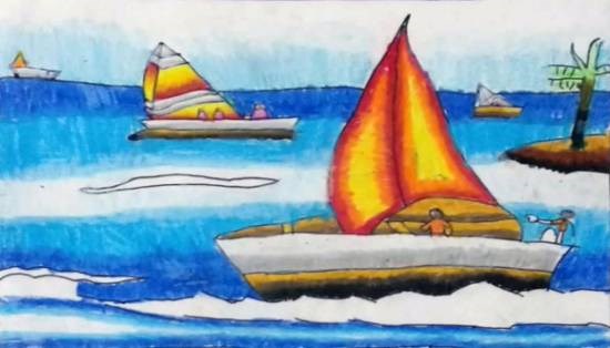 Boat, painting by Mansvi Bhagwat