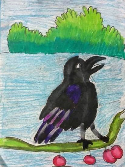 Crow, painting by Mansvi Bhagwat