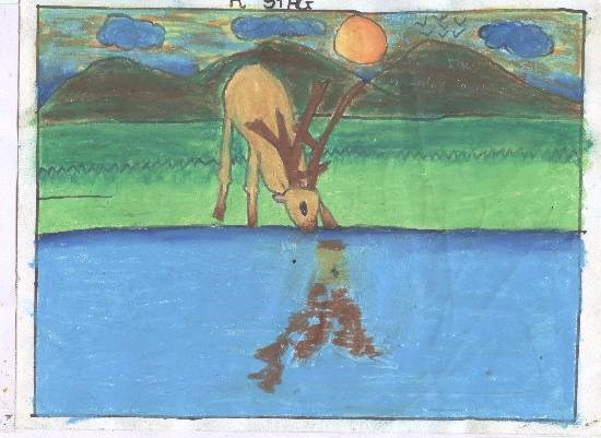Deer, painting by Meera Samant