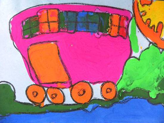Painting  by Kabir Kedar Deshpande - School Bus