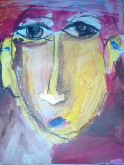 A face of a woman, painting by Kabir Kedar Deshpande