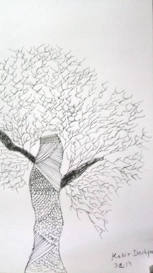 Tree in doodling, painting by Kabir Kedar Deshpande