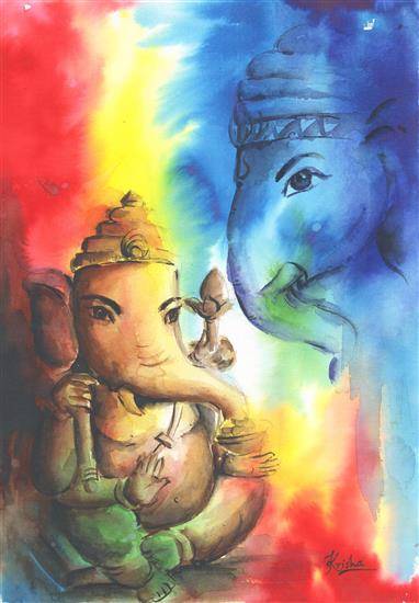 Painting  by Krisha Amish Shah - Ganesha