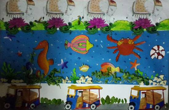 Painting by Krisha Amish Shah - Sea world