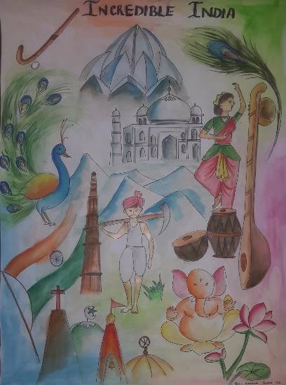 Incredible India, painting by Krisha Amish Shah