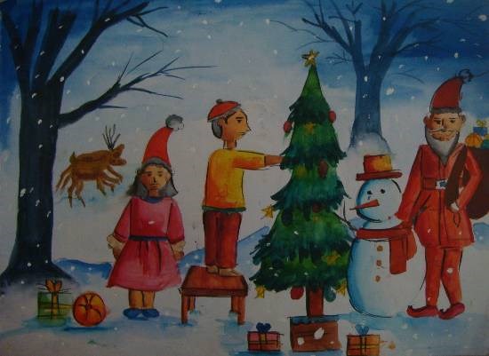 Christmas, painting by Krisha Amish Shah