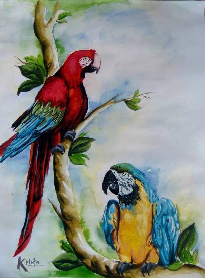 Birds, painting by Krisha Amish Shah