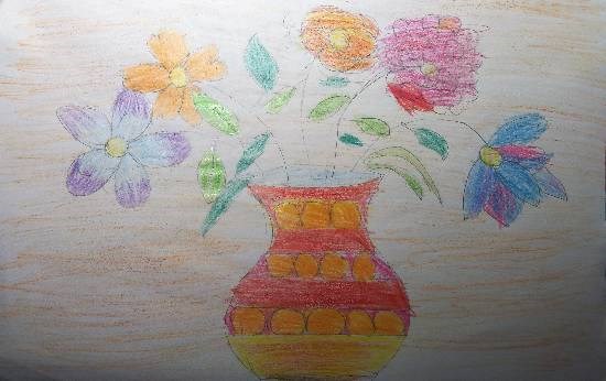 Flower pot, painting by Saanvi Rajendra Kulkarni