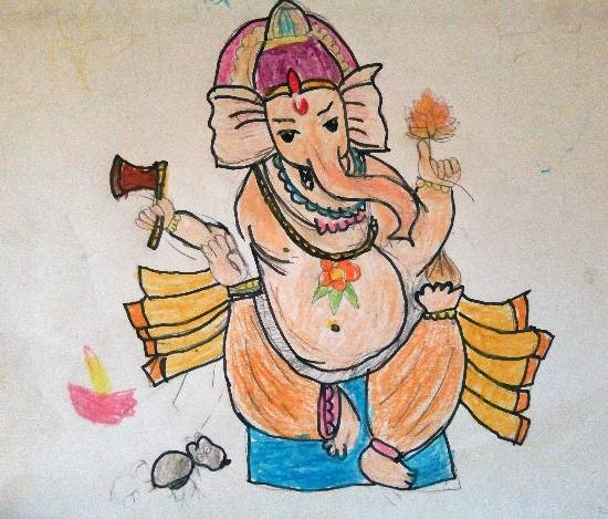 Ganesha, painting by Saanvi Rajendra Kulkarni