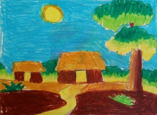 Houses, painting by Saanvi Rajendra Kulkarni
