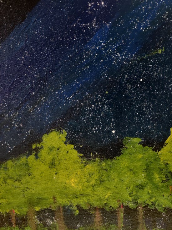 Starry night, painting by Saanvi Rajendra Kulkarni