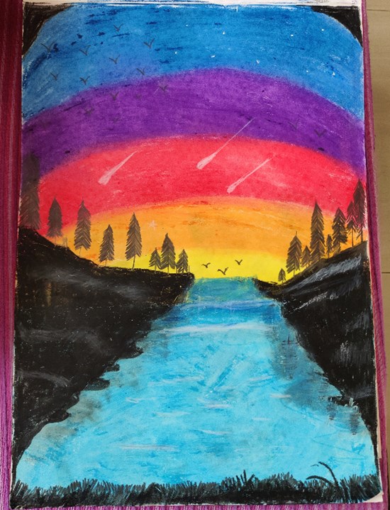 Scenery, painting by Saanvi Rajendra Kulkarni