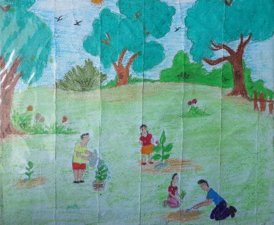 Plant Trees, painting by Sayan Let