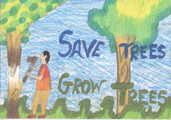 Save Trees, Grow Trees, painting by Sayee Jagtap