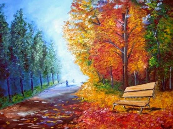 The Bench, painting by Supriya Choudhary