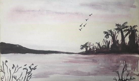 Lake, painting by Mariya Kapadia