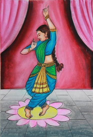 Bharathanatyam Dancer, painting by Meghna Unnikrishnan