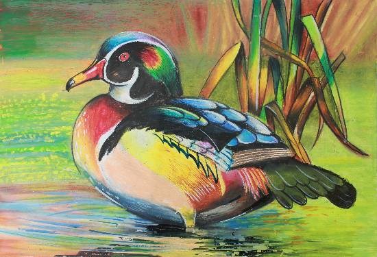 Water Bird, painting by Meghna Unnikrishnan