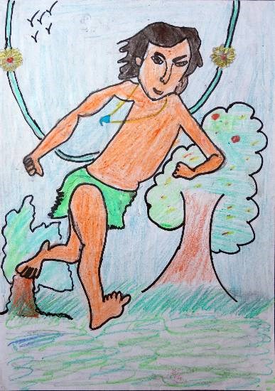 Mowgli, painting by Aayush Kadam