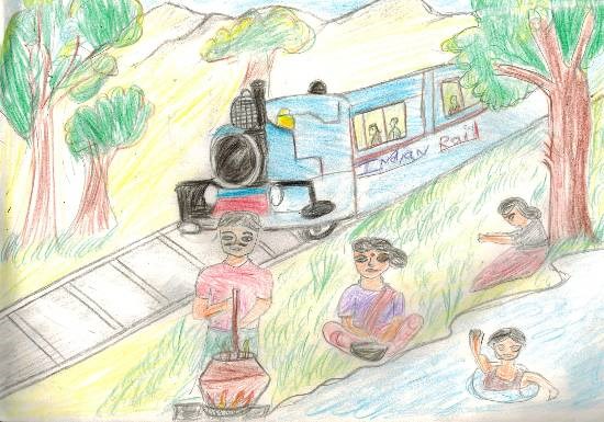 Train, painting by Aayush Kadam