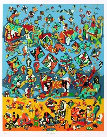 Kite Festival, painting by Jagdeep Smart