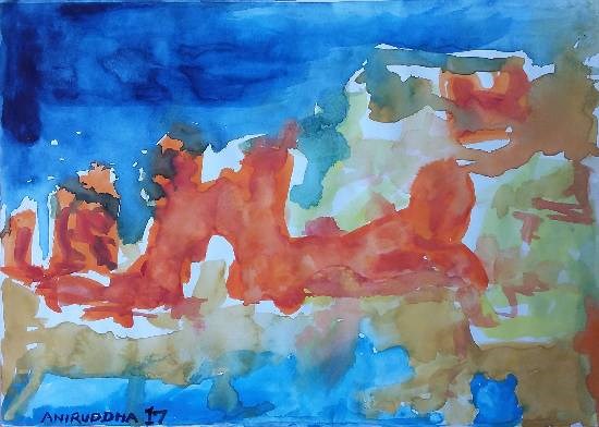 Landscape, painting by Aniruddha Aloke