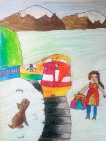 Painting  by Deeksha Srineet - Trains are So Much Fun