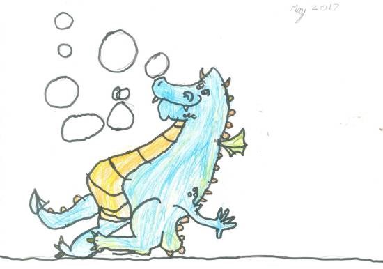 Bubble Blowing Dragon - From my Lovely Book, painting by Deeksha Srineet