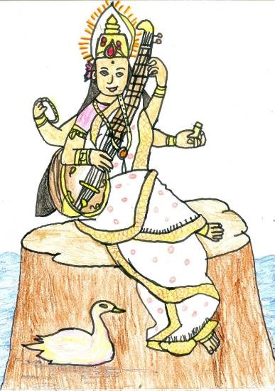 Saraswati, painting by Deeksha Srineet