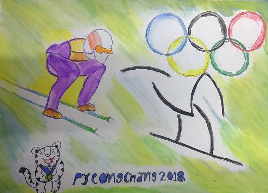 Painting  by Divyam Narula - Pyeong chang topic 2018 Olympics
