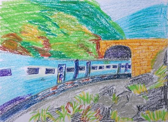 Train, painting by Divyam Narula