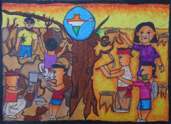 Painting  by Drona Hirwe - Don't cut trees