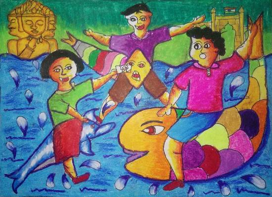 Painting  by Drona Hirwe - Children